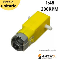 Motor reductor 1:48 200RPM  5V doble eje (amarillo) Motor reductor 1:48 200RPM  5V doble eje (amarillo)