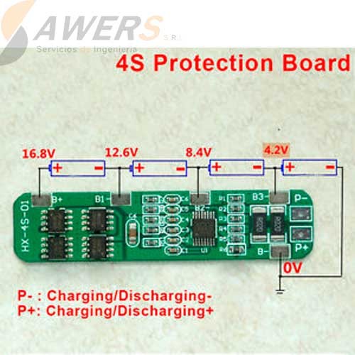 BMS Proteccion Li-ion 4S 14.8V-6A