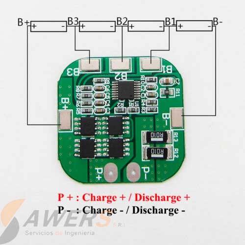 BMS Proteccion Li-ion 4S 14.8V-20A PCM