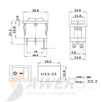 Interruptor switch ON-OFF 8.5*13.5mm KCD1-101 Interruptor switch ON-OFF 8.5*13.5mm KCD1-101