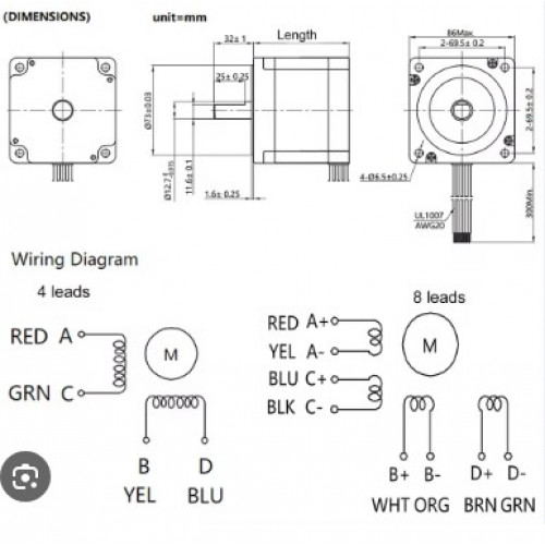 NEMA34 Stepper Motor 6A 8.70N.m (eje simple)