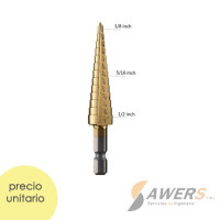 Fresa HSS escalonada perforacion 1/8 a 1/2 Fresa HSS escalonada perforacion 1/8 a 1/2