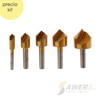 Kit de 5 fresas de avellanado para metal Kit de 5 fresas de avellanado para metal