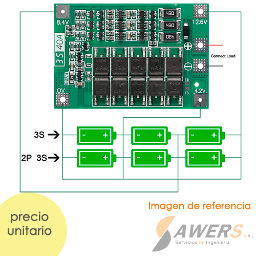 BMS Proteccion Li-ion 3S 11.1V-40A