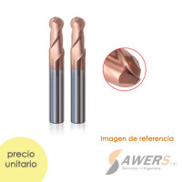 Fresa Corte Espiral BallNose HRC55 2 flauta R=2.0 SHK=4mm