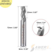 Fresa de corte espiral HSS 3 flauta 10*22mm SHK=10mm Fresa de corte espiral HSS 3 flauta 10*22mm SHK=10mm