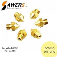 Boquilla MK7/8 Nozzle Bronce 0.2-0.8mm (rosca M6) Boquilla MK7/8 Nozzle Bronce 0.2-0.8mm (rosca M6)