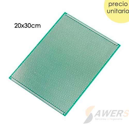PCB Perforada cara simple 20x30cm (Fibra de Vidrio)