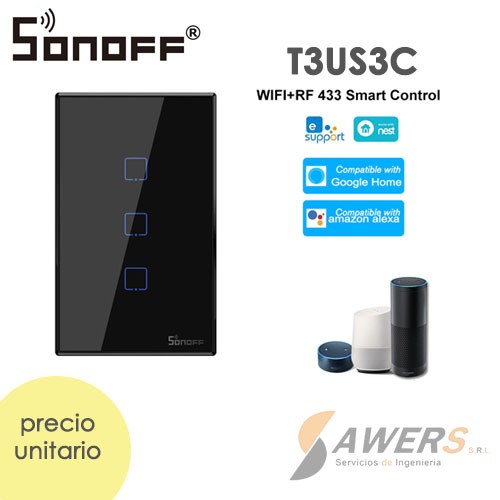 Sonoff Touch T3US3C-TX (Interruptor de Luz Tactil WiFi-RF)
