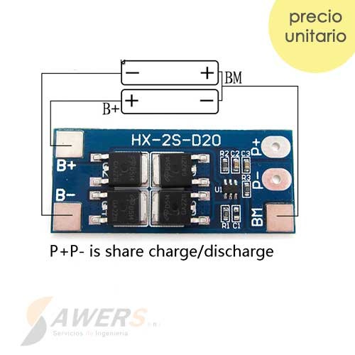 BMS Proteccion Li-ion 2S 8.4V-20A