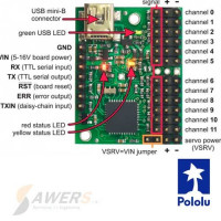 Mini Maestro Pololu Servo controlador USB 12CH Mini Maestro Pololu Servo controlador USB 12CH