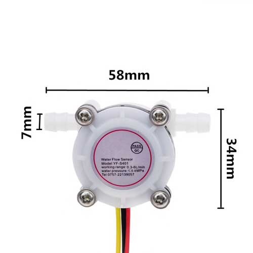 Sensor de fluido 0.8Mpa ID=3mm YF-S401 0.3-6L/min