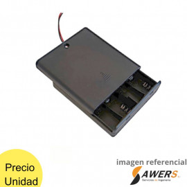 Porta Baterías 4xAA con TAPA