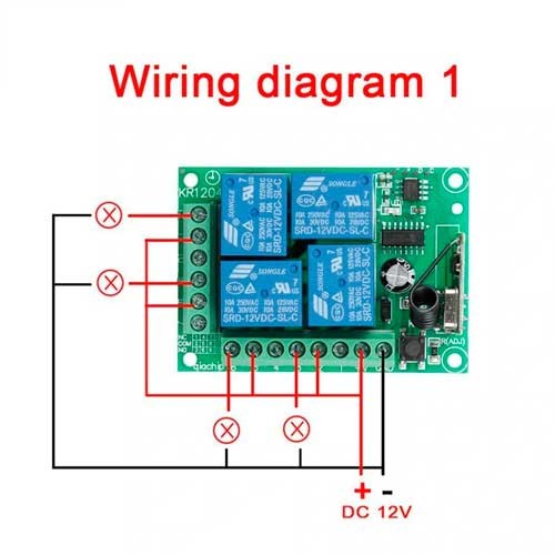 Control Remoto RF 4CH Relay 12V (433Mhz)