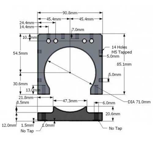 Abrazadera de Aluminio 80mm Spindle Motor(V-SLOT)