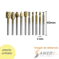 Kit de 10 fresas HSS para pulido y esmerilado Kit de 10 fresas HSS para pulido y esmerilado