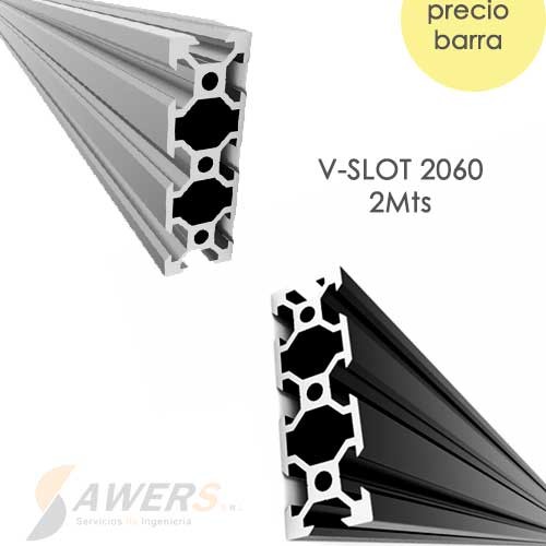 Perfil de aluminio estructural V-SLOT 2060 2Mts