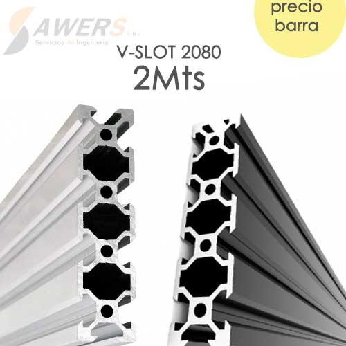Perfil de aluminio estructural V-SLOT 2080 2Mts