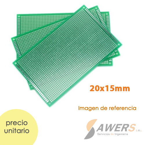 PCB Perforada cara simple 20x15cm (fibra de vidrio)