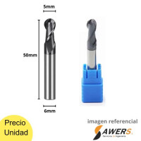 Fresa Corte Espiral BallNose Carburo 2 flauta CED=2.5mm Fresa Corte Espiral BallNose Carburo 2 flauta CED=2.5mm