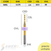 Fresa de Corte Corn Tungsteno TiAIN CED=2.4mm Fresa de Corte Corn Tungsteno TiAIN CED=2.4mm