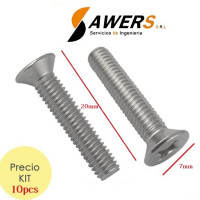 Tornillo Maq INOX Allen M4 20mm cabeza plana (pack de 10pcs)