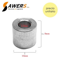 Espaciador de Aluminio ID=M5 OD=10mm L=9mm Espaciador de Aluminio ID=M5 OD=10mm L=9mm