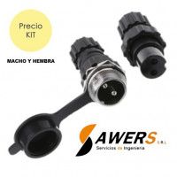 Conector de aviacion GX16 - 2pines M-H Impermeable Conector de aviacion GX16 - 2pines M-H Impermeable