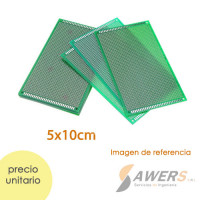 PCB Perforada cara simple 5x10cm (fibra de vidrio) PCB Perforada cara simple 5x10cm (fibra de vidrio)