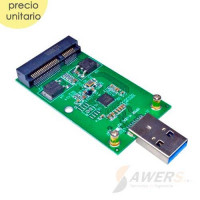Adaptador USB 3.0 a PCI-E mSATA para disco SSD Adaptador USB 3.0 a PCI-E mSATA para disco SSD