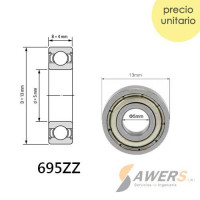695ZZ Rodamiento de bolas 5x13x4 mm 695ZZ Rodamiento de bolas 5x13x4 mm
