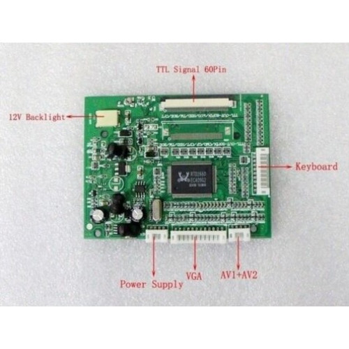 PCB800068 Controlador LCD LVDS 60P salida VGA/AV