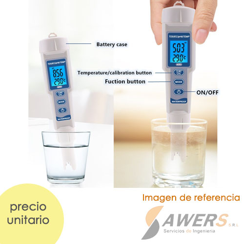 Tester de calidad de agua 4 en 1 pH/EC/TDS/TEMP