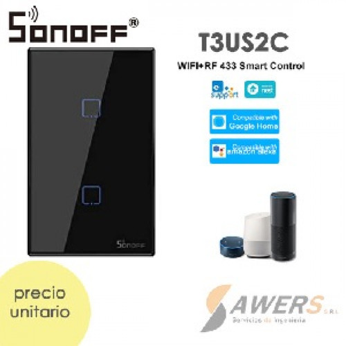 Sonoff Touch T3US2C-TX (Interruptor de Luz Tactil WiFi-RF)