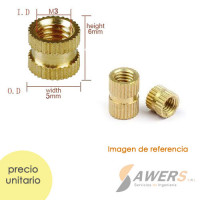 Tuerca Moleteada de Insercion M3-M4 (pack de 5pcs) Tuerca Moleteada de Insercion M3-M4 (pack de 5pcs)