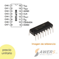 MCP3208 Conversor ADC 12bit 8CH DIP MCP3208 Conversor ADC 12bit 8CH DIP