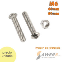 Tornillo Maq INOX Allen M6 40/60mm + tuerca Tornillo Maq INOX Allen M6 40/60mm + tuerca