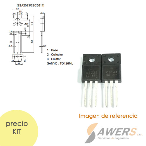 Kit Transistor impresora 2SA2222-C6144 NPN-PNP