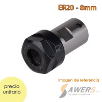 ER20 portabrocas Chuck + tuerca eje D=8mm ER20 portabrocas Chuck + tuerca eje D=8mm