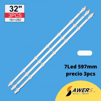 Tira led backlight 7Led  597mm para TV 32inch (3pcs) Tira led backlight 7Led  597mm para TV 32inch (3pcs)