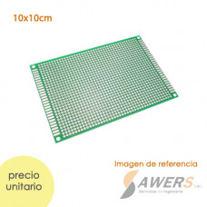 PCB Perforada cara simple 10x10cm (fibra de vidrio)
