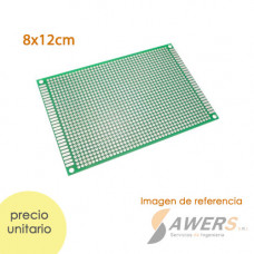 PCB Perforada cara simple 8x12cm (fibra de vidrio)