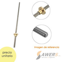 Husillo trapezoidal T8 4Hilo paso=8mm (2 metros)