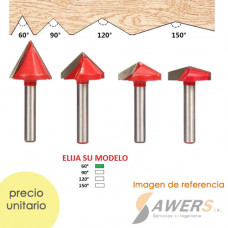 Fresa de tallado en V madera CED=6mm 60/90/120/150 grados