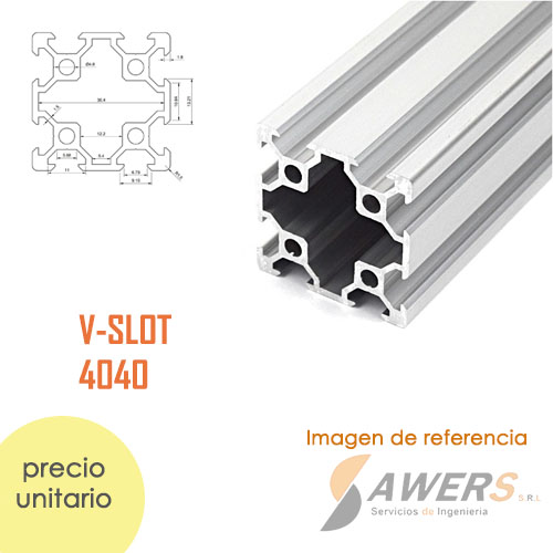 Perfil de aluminio estructural V-SLOT 4040 3Mts