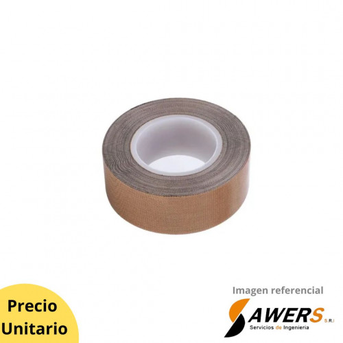10M Cinta Adhesiva Fibra de Vidrio Recubierto con PTFE 25mm