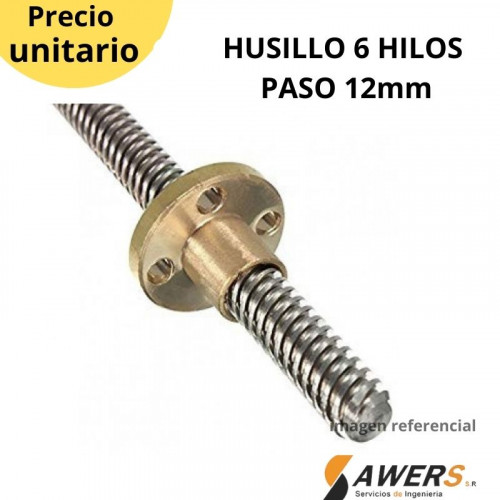 Husillo Trapezoidal 6Hilo paso=12mm (50cm)
