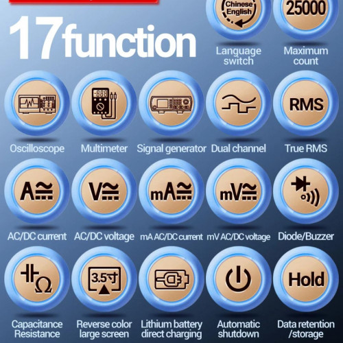 ANENG AOS03 3-en-1  Osciloscopio/Multimetro/Generador