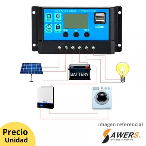 Controlador de Carga Solar PWM 12/24V-10A