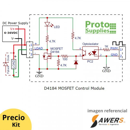 AOD4184 Módulo de transistor MOSFET con aislamiento